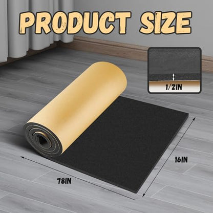 1 Pc 78 x 16 x 1/2 Inch Large Closed Cell Foam, Marine Foam Roll, Black - size: 78 x 16 x 1/2 Inch