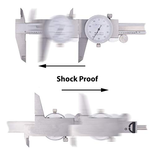 Clockwise Tools DDLR-0805 Pro Dial Caliper 0-8 Inch Double Shock Proof Stainless Steel Body SAE Measuring Tool
