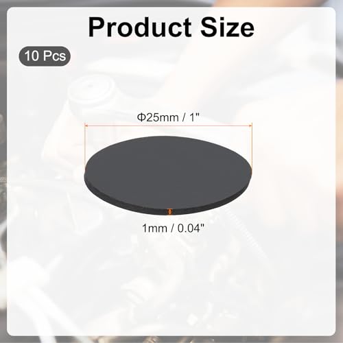 PATIKIL Rubber Solid Discs Washers, 10 Pcs 25mm OD x 1mm Thick Rubber Round Gasket Pad Bushings Spacer Washer for DIY Gasket Craft, Black - size: 25mm x 1mm
