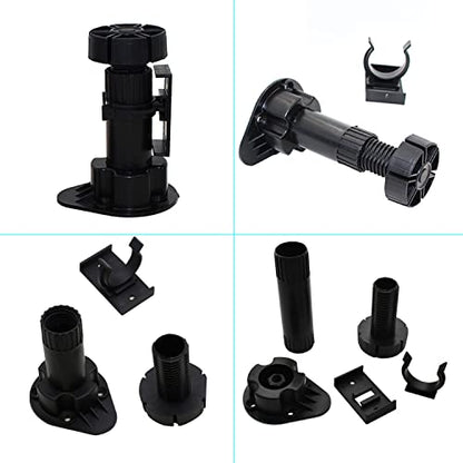 Black Furniture or Cabinet Leveler Legs - Support 330 Lb. per Leg - Adjusts from 3 7/8" to 5 3/8" - 12 Pack