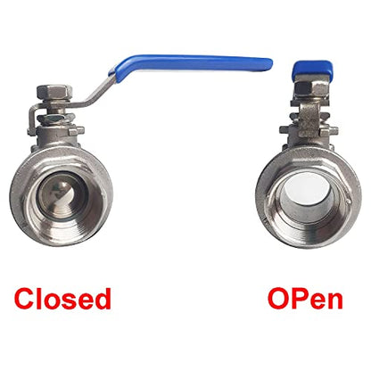 2" Female Ball Valve NPT Thread 316 Stainless Steel Full Port Ball Valve WOG1000 US Stock - size: 2 Inch