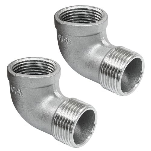 Hordion 2Pcs Stainless Steel 90 Degree Elbow 3/4"NPT Male x 3/4"NPT Female