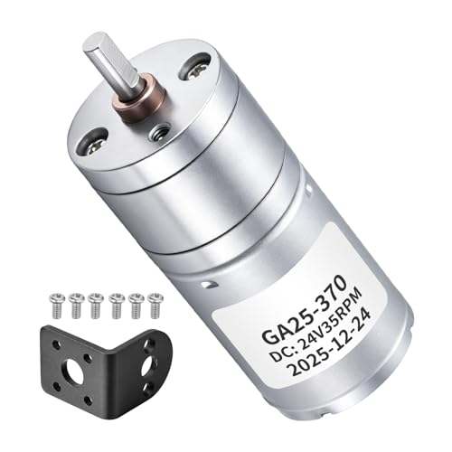 MECCANIXITY DC 24V 77RPM Gear Motor High Torque with Bracket 25mm Dia