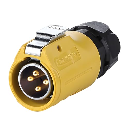 CNLINKO LP-20 4 Pin IP68 Waterproof Connector M20 Male Plug Female Socket Fast Locking 2-12 Pin Circular Connector for Stage Lighting Solar Panel Wiring(4 Pin) - size: 4 PIN, style: Yellow/Single-Hole Socket