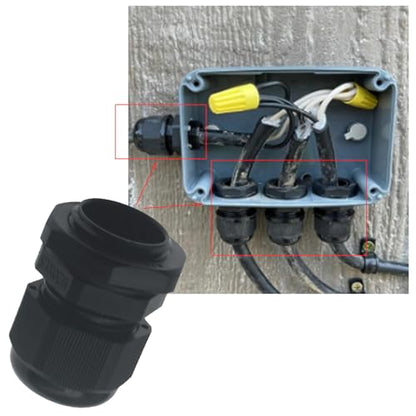 10 Pcs Black M20x1.5 Waterproof Cable Glands Joints Adjustable 6-12mm Cable Connectors Compression Cable Glands with Locknuts (IP68) - color: Black