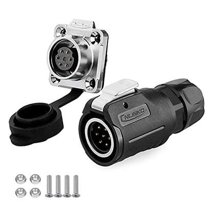 CNLINKO Socket Plug Waterproof M16 7PIN Connector, Male Female 5A DC AC Connector, Signal Adapter for Lighting Outdoor LED Panel(7 PIN) - size: 7-Pin, style: Four-Hole Socket Set