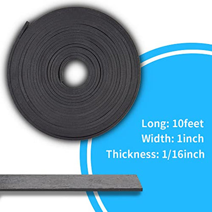 DEVNOL Neoprene Rubber Strip 1/16 (.062)" Thick X 1" Wide X 10'Long Grade 65A for Gasket, Surface Protection, Sealing - size: 1/16" x 1" x 10'