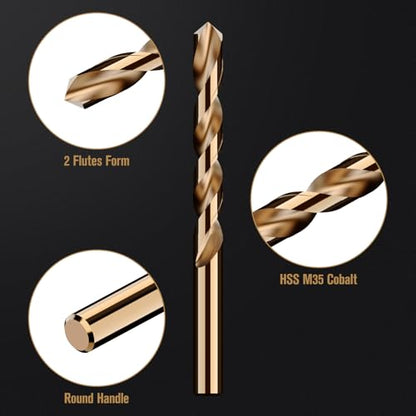 234Pcs(3/64"-1/2") Cobalt Drill Bit Set M35 HSS Jobber Length - size: 234pcs, 3/64"-1/2"