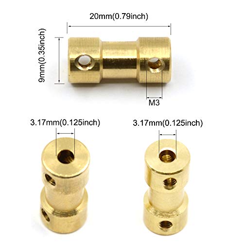 8pcs Brass Shaft Coupling Joint Connector with Screws for Small Motor (3.17mm) - size: 3.17mm to 3.17mm