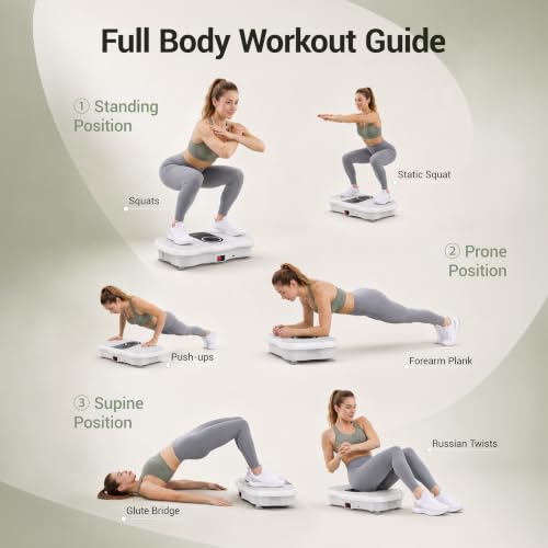 Vibration Plate Exercise Machine 450lbs Capacity Full Body Shaker Platform - color: White
