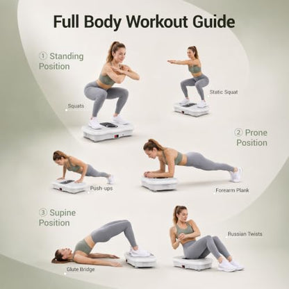 Vibration Plate Exercise Machine 450lbs Capacity Full Body Shaker Platform - color: White