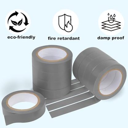 Romeda 9 Pack Electrical Tapes, Electrical Tape Water, Sun, and Oil Resistant, Electrical Tape is Suitable for Most Domestic, Commercial, and Industrial environments - Gray - color: Grey