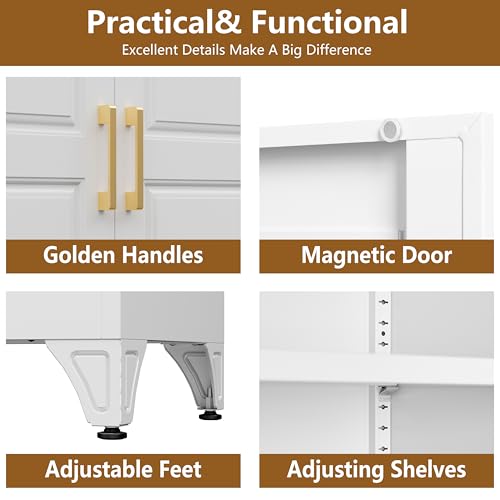 Polup 75" Metal Storage Cabinet, Tall Kitchen Pantry Cabinet with 1 Drawer - color: White, size: 75"H - 1 Drawer