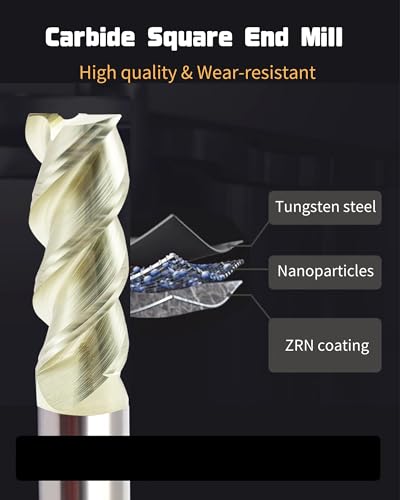 GBJ 3/4" Long Carbide Square End Mill 3 Flutes Multi Material CNC Milling - size: 0.75 inch