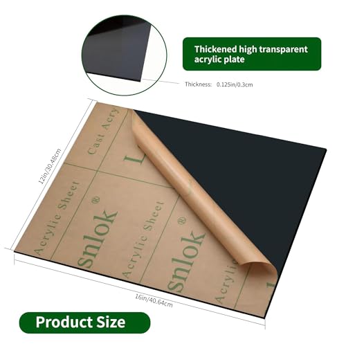 Lesnlok Black Transparent Acrylic Sheet 1/8 inch Thick 3mm 2 Pieces 12 x 16 Black Clear Plexiglass Sheet for Sign,Craft,Painting,Laser Cutting,DIY Display Projects - color: Black, size: 12"x 16"