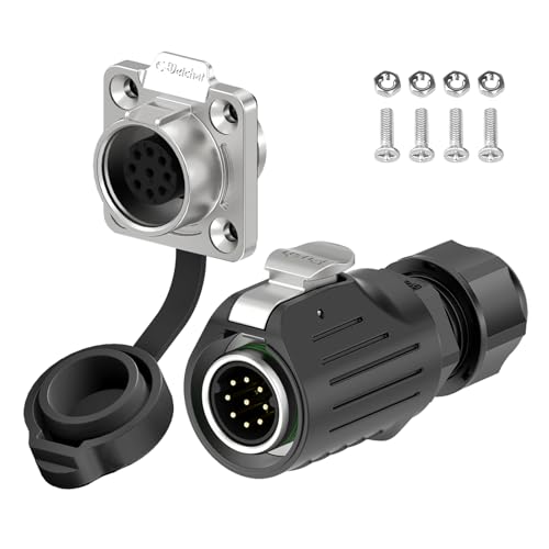 EW-LP16 Industrial Waterproof Connector IP68 Quickly Plugging Aviation Connector Anti-Interference Circular Connector Fast Release Electrical Connector M16 2-9 Pin Flange Socket (9 Pin) - color: Flange Socket/Metal, size: 9 Pin