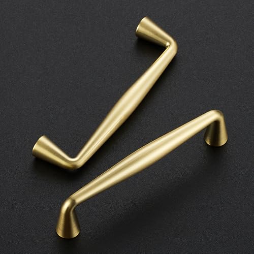 Ravinte Brushed Gold Cabinet Handles Solid Handles,3-1/2 Inch,5 Pack - color: Brushed Gold, size: 3-1/2 Inches Hole Center
