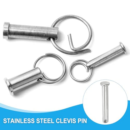 PATIKIL 8 x 25 mm Single Hole Clevis Pins, 4 Pcs 304 Stainless Steel Flat Head Pin for Hitch Pin Lock Link Hinge Systems, Silver - size: 8 x 25 x 19.3 mm