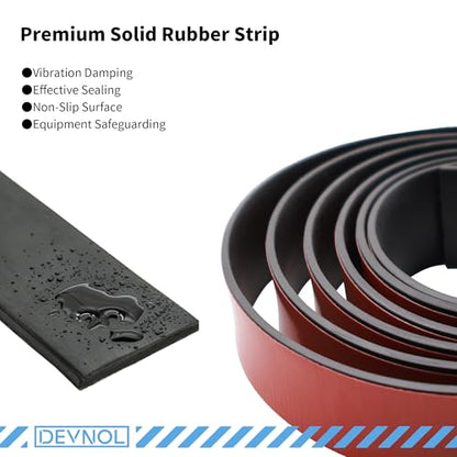 DEVNOL Self-Adhesive Neoprene Rubber Strips 1/16" Thick x 1” Wide x 12' Long, Sealing, Cushioning, Weather Stripping, Gaskets, and DIY Projects, Weatherproof - color: red adhesive backing, size: 1/16" x 1" x 12'