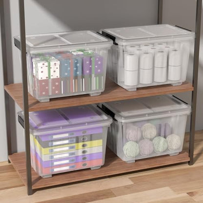 Zopnny 50 Qt Stackable Plastic Storage Bins with Lids, 4 Pack - size: 50 Quart