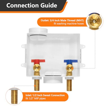 HeSun Washing Machine Outlet Box, 1/2"MIP(Sweat) x 3/4"MHT Outlet(WM001-1) - size: Washing Machine Box W/ Regular, style: Sweat MIP