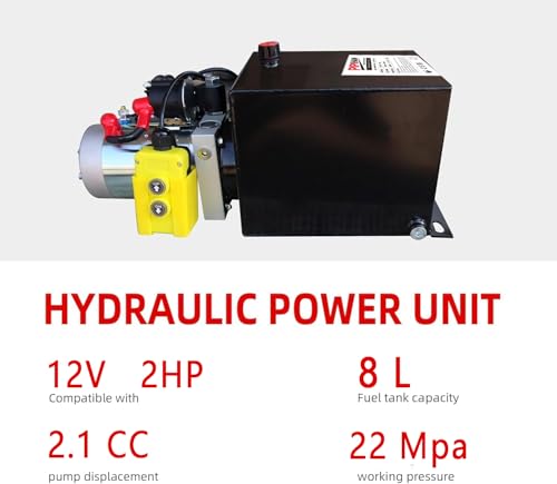 Single Acting Hydraulic Pump 8 Quart Hydraulic Power Units 12V DC Hydraulic Pump SAE #6 Connector for Dump Trailer Car Lifting - size: TD-S-YYDLDY-8