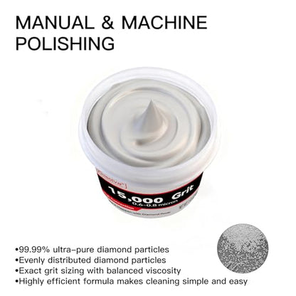 Diamond Paste Polishing Compound, 15,000 Grit, 40 G/1.41 Oz, Mirror Finish - size: 15,000Grit, style: 1.41 oz (40g)