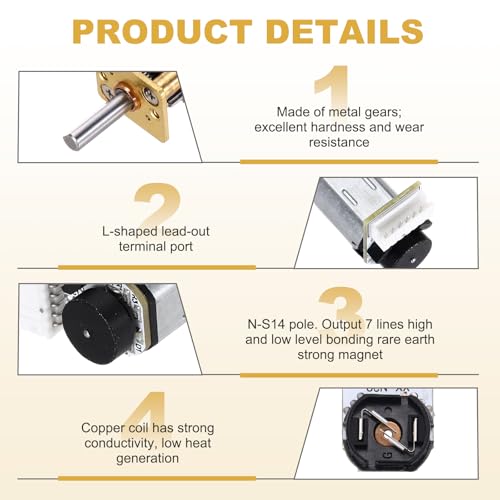 MECCANIXITY 2pcs 300RPM Micro Gear Motor with Encoder, N20 DC12V Gearbox High Torque Electric Reduction Motor for Robot Wheel RC Car - style: 300RPM