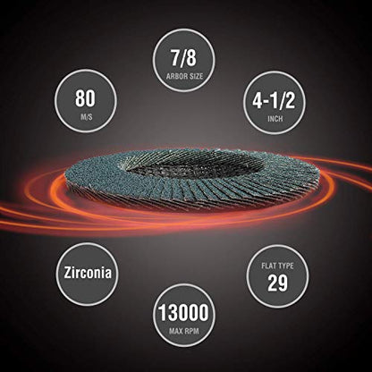 WORKPRO 20-Pack Zirconia Flap Discs, 4-1/2" x 7/8", T29 - style: Multi Grit