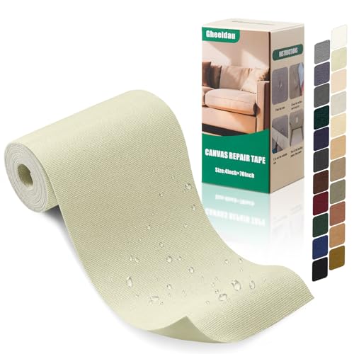 Gheeidau Canvas Repair Tape 4×70 Inch Waterproof Self-Adhesive Fabric Repair Patch for Repairing Boat Covers,Tents,Patio Umbrellas,Car Seats,Luggage,Sofas.(Off-White) - color: Off-White, size: 4"×70"
