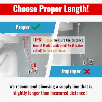 SUNGATOR 9" Toilet Water Supply Line, 7/8" BC x 3/8" Comp Hose, 2-Pack - size: 9 Inch, style: 2 Pack