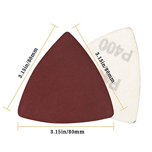 SPEEDWOX 30 Pcs Hook and Loop Triangle Sandpaper 400 Grit 80mm 3-1/8 Inches for Oscillating Multi Tool Detail Sander Sanding Discs Triangle Sanding Pads - style: 400 Grit