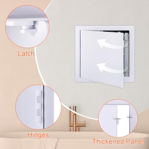 Suteck Plastic Access Panel for Drywall Ceiling 10 x 10 Inch Reinforced Plumbing Wall Access Doors Removable Hinged White - size: 10 x 10 inch