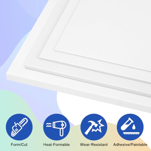 White ABS Plastic Sheet 8" x 12" x 1/2"(12.7MM) Thick White Rigid Thermoplastic Sheet (Upgrade Surface) 0.50Inch Flexible High Tensile ABS Moldable Plastic Panel for Crafts, DIY, Signs - color: White, size: 8" x 12" x 1/2"