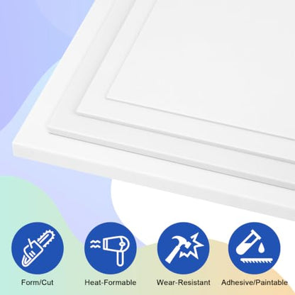 White ABS Plastic Sheet 8" x 12" x 1/2"(12.7MM) Thick White Rigid Thermoplastic Sheet (Upgrade Surface) 0.50Inch Flexible High Tensile ABS Moldable Plastic Panel for Crafts, DIY, Signs - color: White, size: 8" x 12" x 1/2"