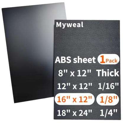 Black ABS Plastic Sheet 1/8 Inch Thick 12" x 16" (1-Pack) Textured & Smooth - size: 16" x 12", 1/8" Thick