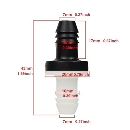 ABS 3/8" 10mm Inline vacuum Barb Check Valve for Liquid Air 1PCS - color: black &white 1