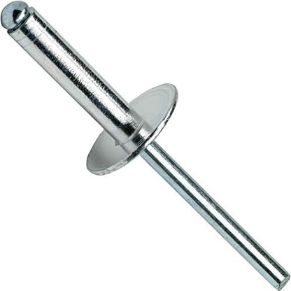 Fastenere Large Flange Pop Rivets - 5/32" x 5/8" (100 Pack) Aluminum Body Steel Mandrel, Heavy Duty Dome Head Blind Rivets, Open End 5-10 Gap .501" - .625" - Corrosion Resistant, High Shear Strength - size: 5/32" x 5/8" (5-10) (100 Pack)