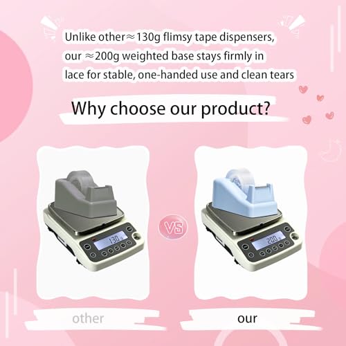 Tape Dispenser Desk,Desktop Tape Dispenser, Tape Dispenser with Weighted Non-Skid Base, Includes 6 Rolls Transparent Tape (0.71" x 1000"),Heavy Duty Tape Holder for Office, Home, School(Blue) - color: Blue