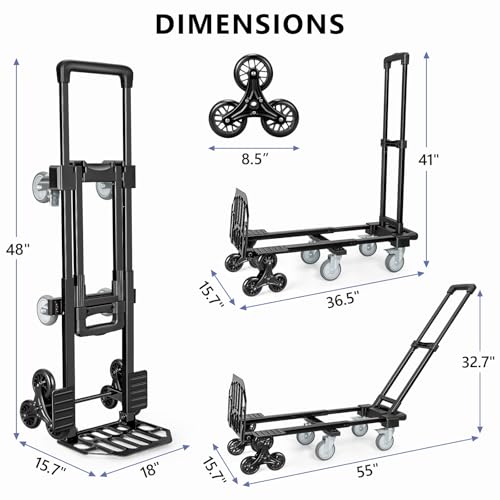 KEDSUM 3-in-1 Stair Climbing Dolly, 660LB Hand Truck with 10 Wheels - size: 660LBS-10 Wheels
