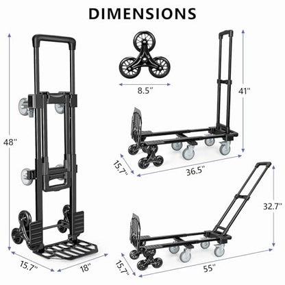 KEDSUM 3-in-1 Stair Climbing Dolly, 660LB Hand Truck with 10 Wheels - size: 660LBS-10 Wheels