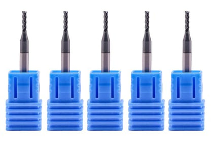 4 Flute Solid Carbide Square End Mill Set(5Pcs, 1/16"), AlTiN Coated - size: 1/16"