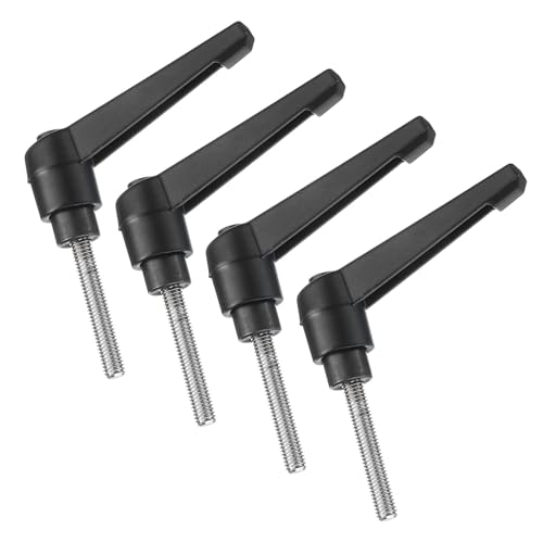uxcell 4pcs Clamping Lever Handles, M5 x 35mm 304 Stainless Steel Threaded Male Stud, Adjustable Handles Locking Quick Release Ratchet Push Button Bolt Knobs, Black - size: M5 x 35mm