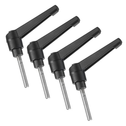 uxcell 4pcs Clamping Lever Handles, M5 x 35mm 304 Stainless Steel Threaded Male Stud, Adjustable Handles Locking Quick Release Ratchet Push Button Bolt Knobs, Black - size: M5 x 35mm