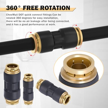 CheeMuii 32PCS Brass DOT Air Line Fittings DOT Quick Connect Straight Union - color: Black, size: 30 PCS