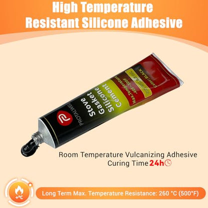Wood Stove Door Gasket Cement, High Temperature Resistance Adhesive, Silicone Material, Black 3.5 Fl Oz (Pack of 2) - size: 3.5 oz (Pack of 2)
