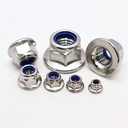 M10x1.5mm DIN6926 Flange Nylon Lock Nuts 12 Pack 304 Stainless Steel Hex Locknuts Full Thread for Industrial Construction Fasteners - size: M10x1.5mm, 12 pcs