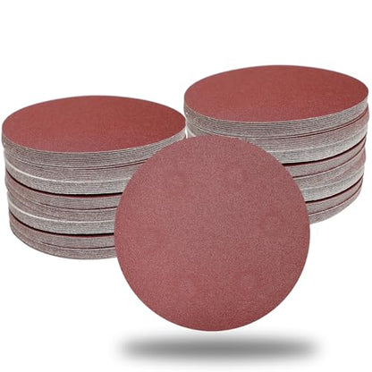 Tonmp 100 PCS 6 Inch No Hole Hook and Loop Sanding Disc Set- 60 80 120 240 400 Grit Sandpaper, 6" Aluminum Oxide Sander Paper for Random Orbit Sanders