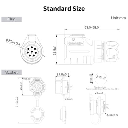 CNLINKO LP-16 8 Pin Circular Aviation Connector Kit Male Plug and Female Socket M16 IP68 Waterproof, PBT Plastic Shell Quick Plug (8 Pin Single Set) - size: 8-Pin, style: Single-Hole Socket Set