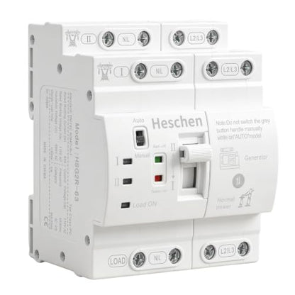 Heschen 63A Dual Power Automatic Transfer Switch 4P 110V DIN Rail ATS - size: 110V 4P